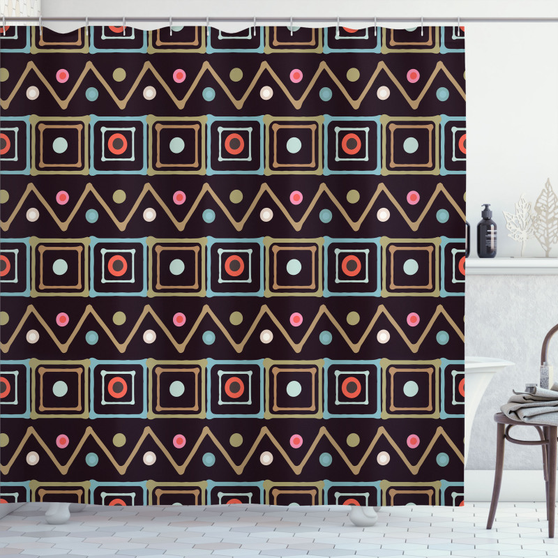 Native Colorful Borders Shower Curtain