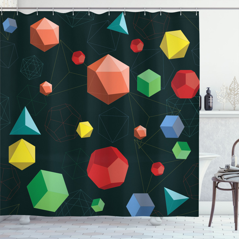 Platonic Shapes 3D Shower Curtain