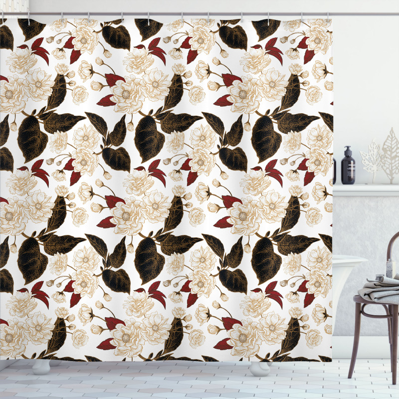 Chinese Plum Pattern Shower Curtain