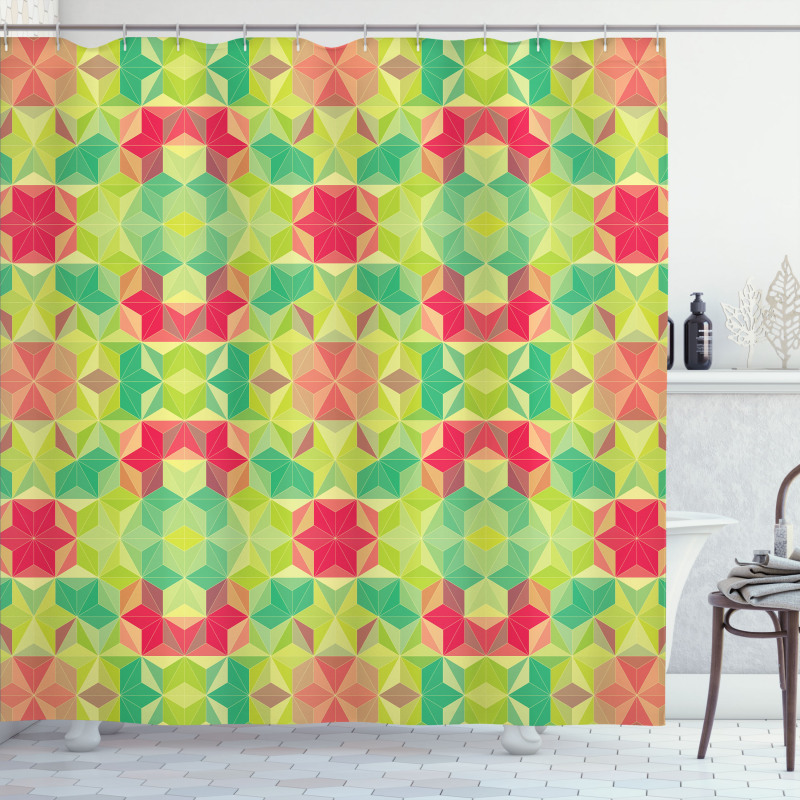 Mosaic Cubes Hexagon Shower Curtain