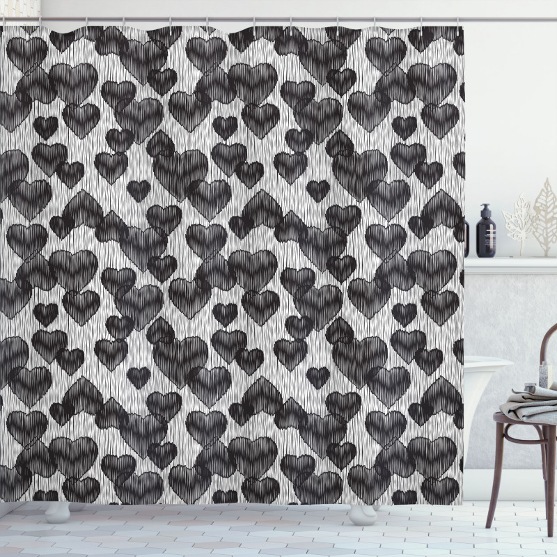 Gothic Hearts Tattoo Shower Curtain