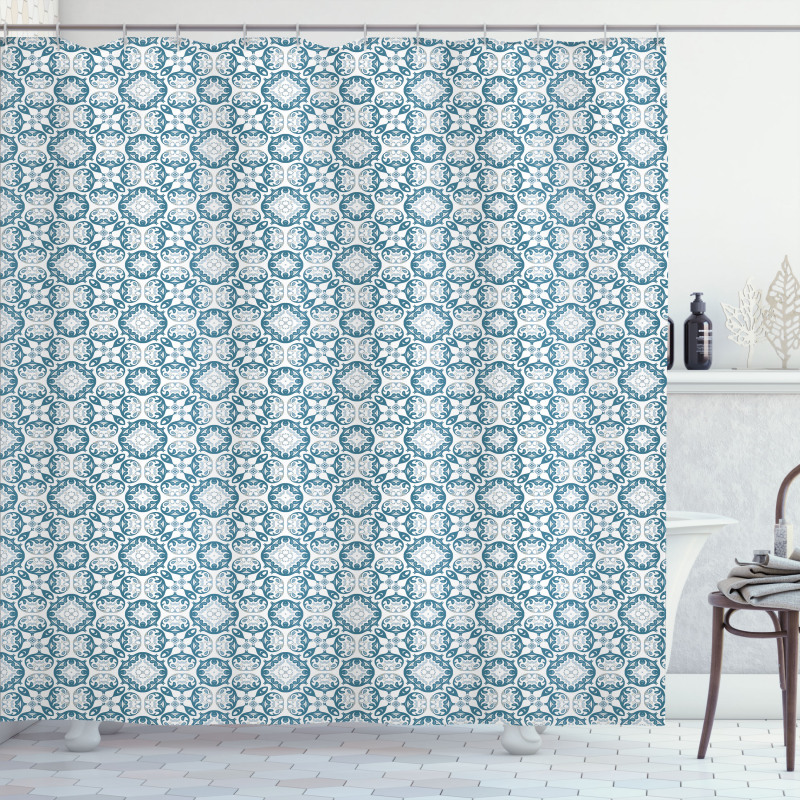 Blue Toned Curls Design Shower Curtain
