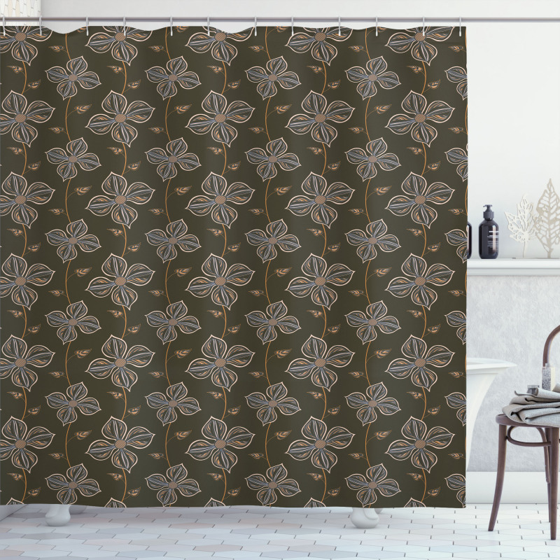 Blooming Petals Doodle Shower Curtain