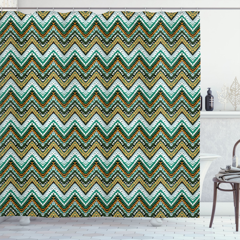 Boho Zigzag Lines Shower Curtain