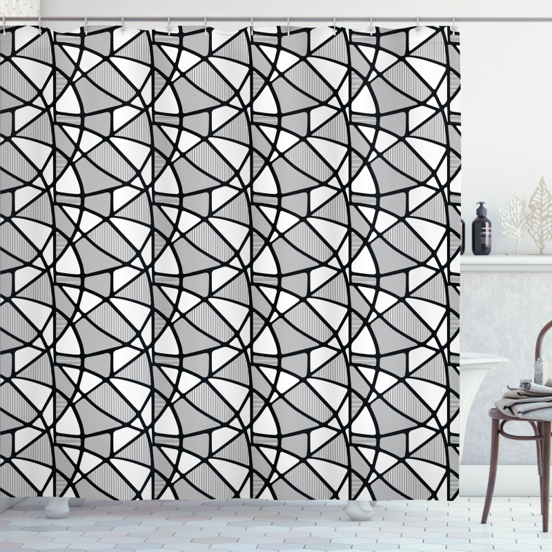 Thick Thin Lines Tile Shower Curtain