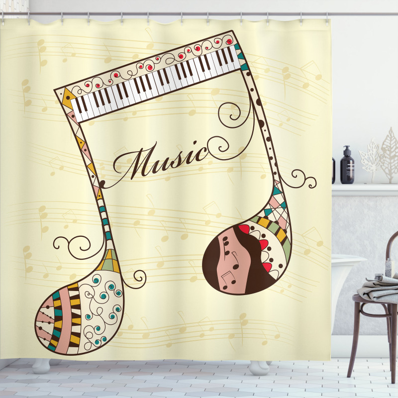 Keyboard Musical Note Shower Curtain