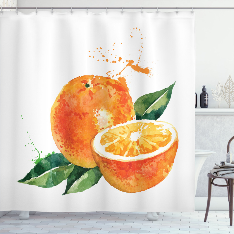 Watercolor Orange Art Shower Curtain