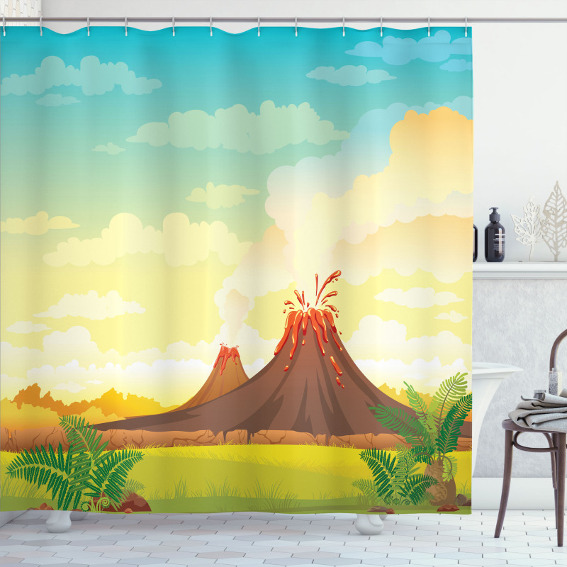 Prehistoric Mountain Shower Curtain