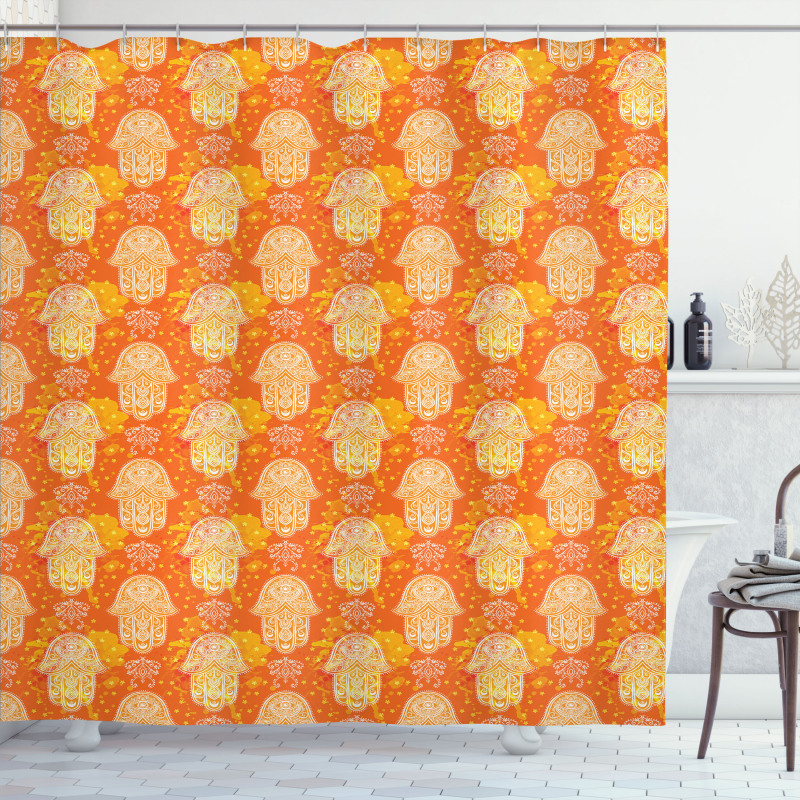 Folk Style Hand Pattern Shower Curtain