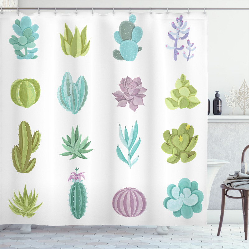 Tropical Desert Plants Shower Curtain