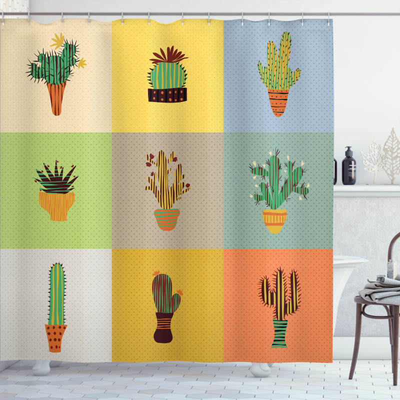 Botanical Cactus Flower Shower Curtain