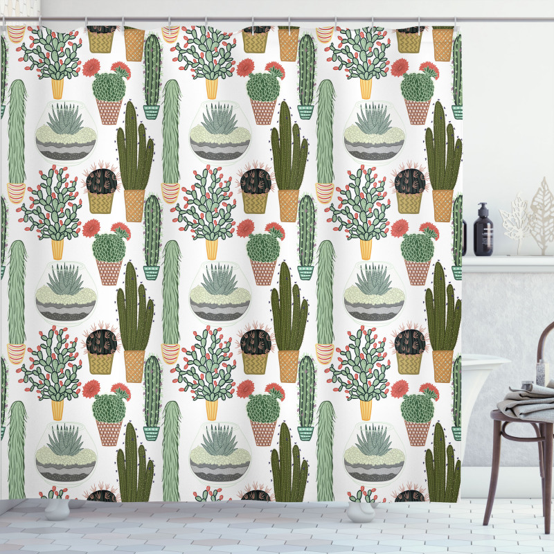 Succulents Flower Pots Shower Curtain