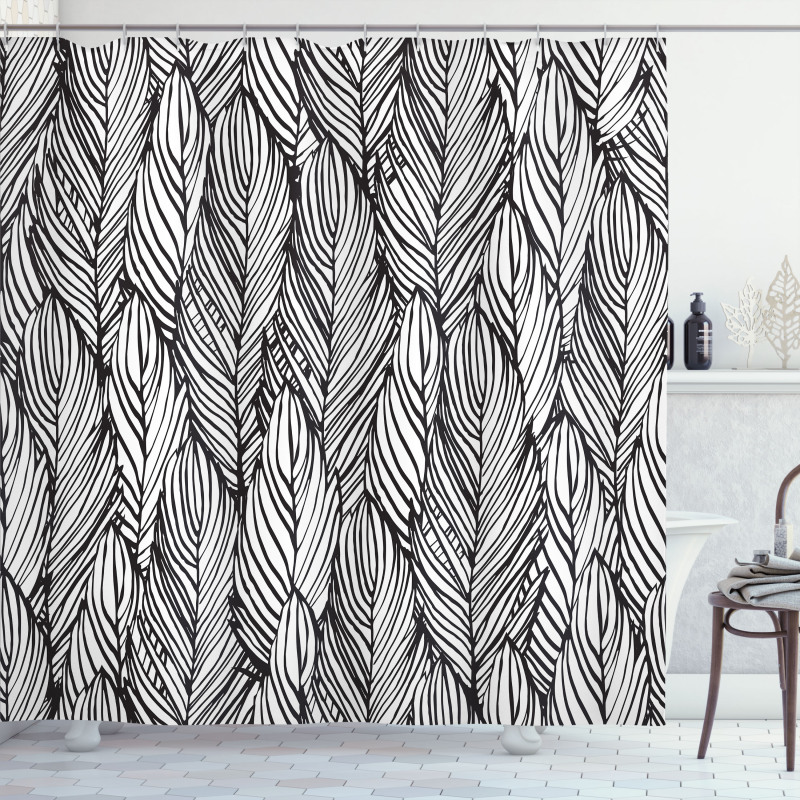 Monochrome Outline Shower Curtain