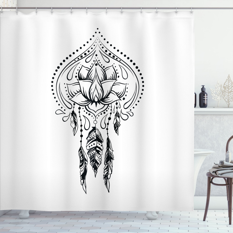 Doodle Paisley Design Shower Curtain