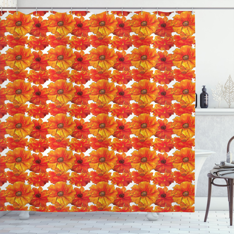 Hand Paint Style Blossoms Shower Curtain