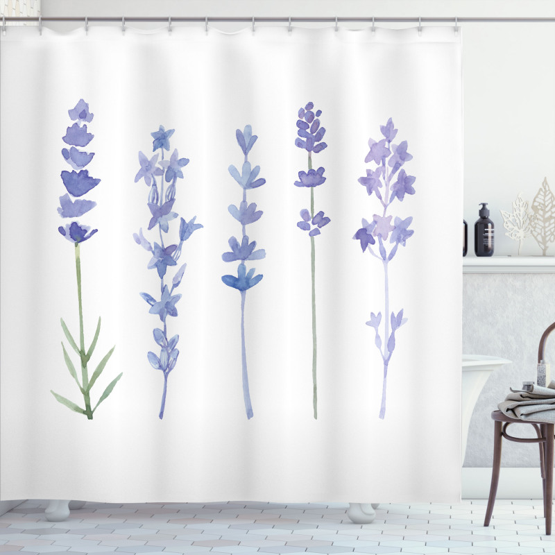 Watercolor Rural Herbs Shower Curtain