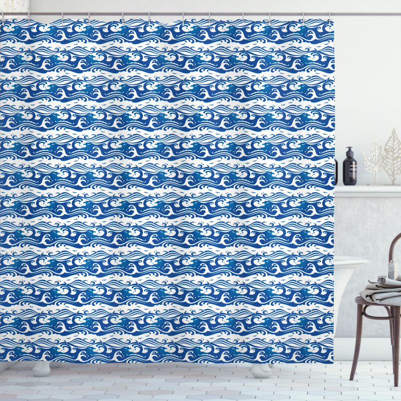 Swirling Ocean Waves Shower Curtain