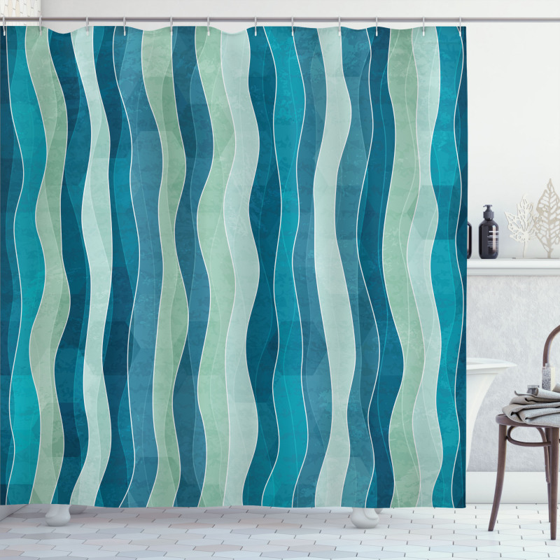 Grunge Wave Pattern Shower Curtain