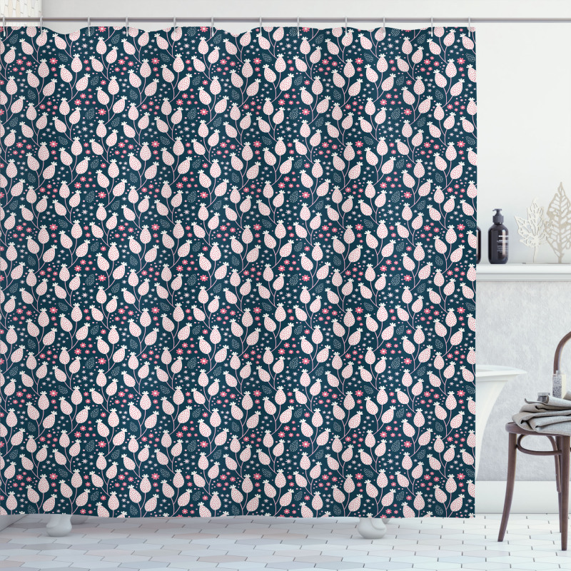 Blooming Petals Dots Shower Curtain