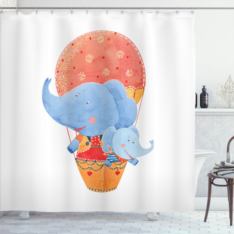 Elephant Hot Air Balloon Shower Curtain