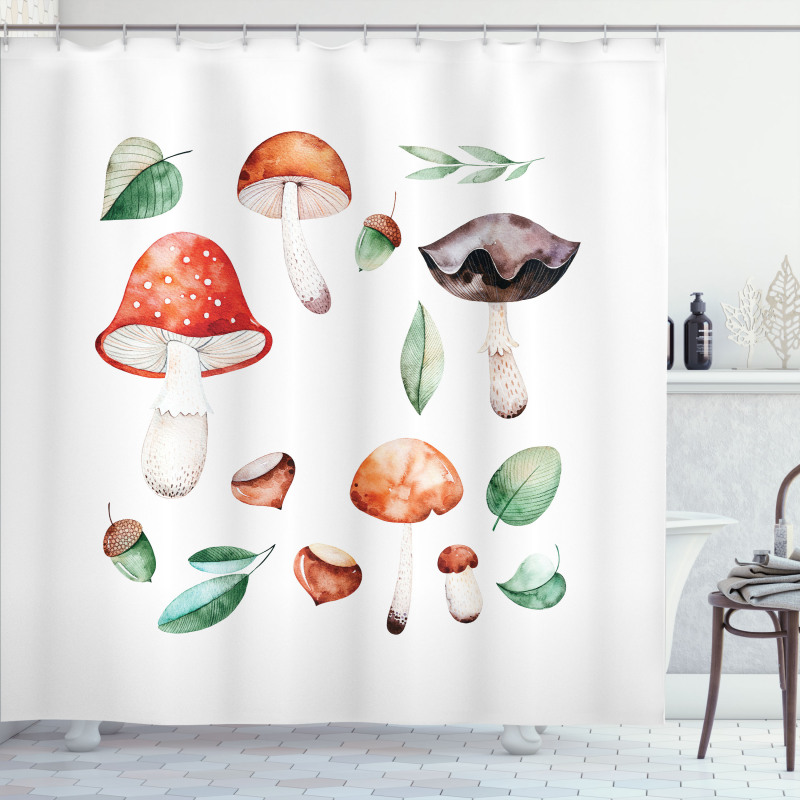 Fall Season Mushroom Shower Curtain