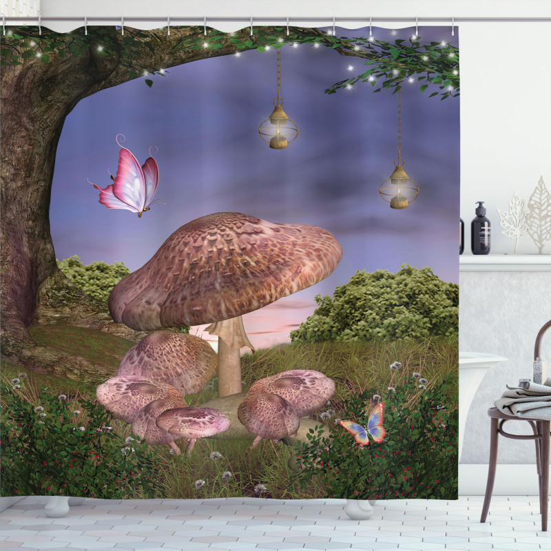 Enchanted Forest Fungi Shower Curtain