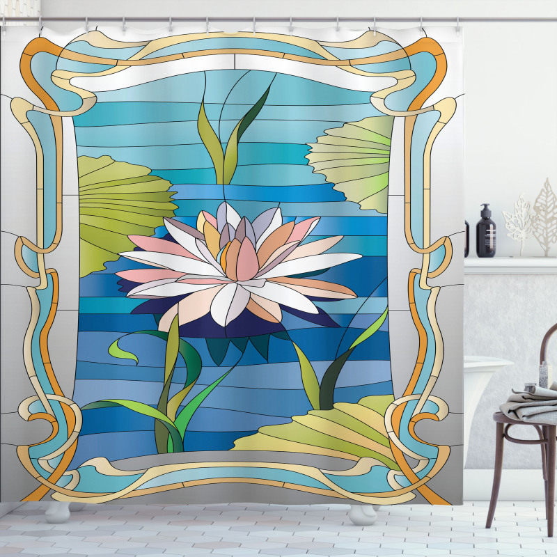 Stained Glass Lotus Shower Curtain