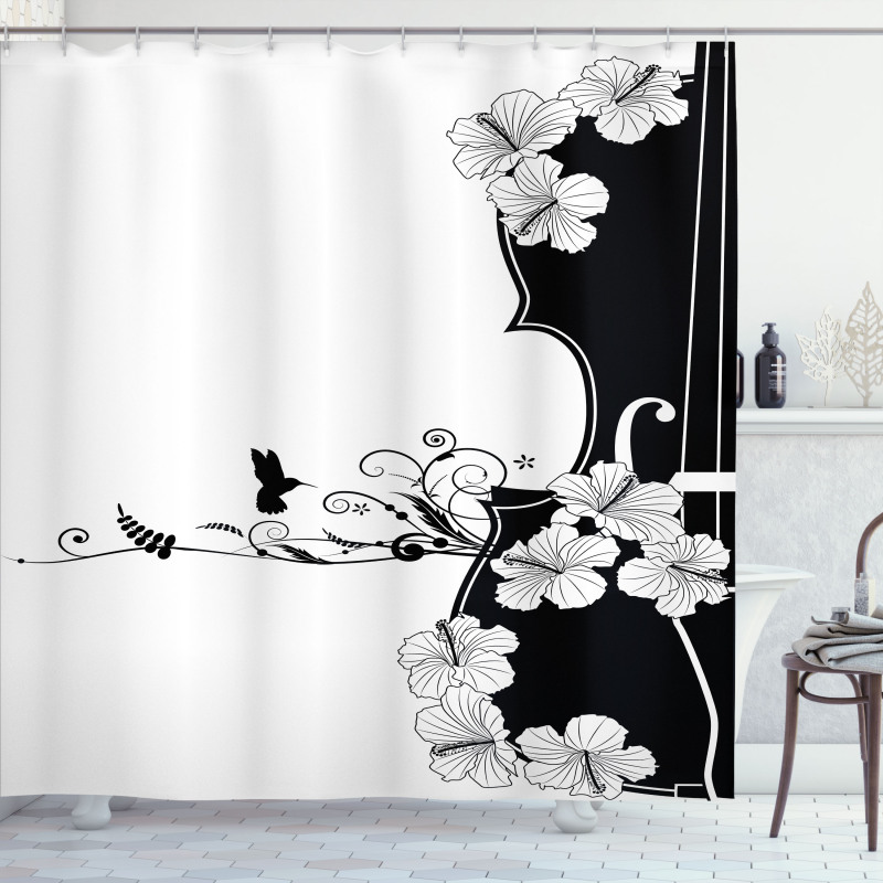 Bird Lily Petals Shower Curtain