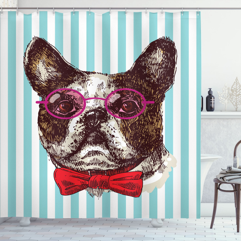 Pop Art Bulldog Sketch Shower Curtain