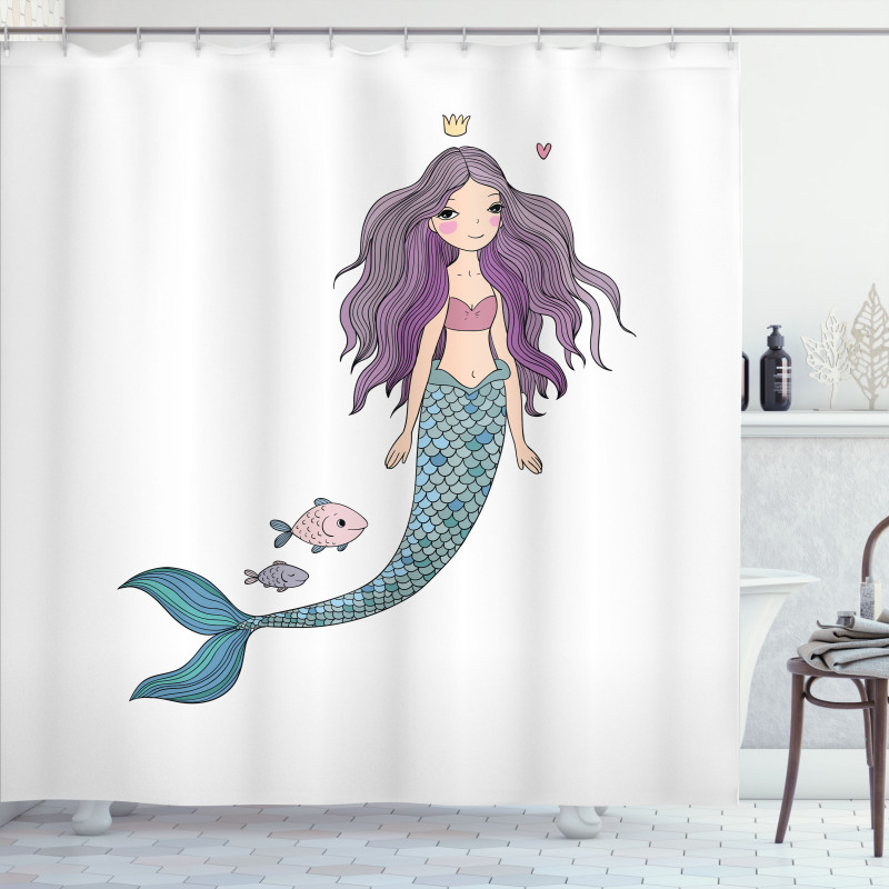 Cartoon Mermaid Princess Shower Curtain