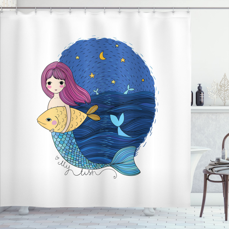 Mermaid Fish Night Sea Shower Curtain