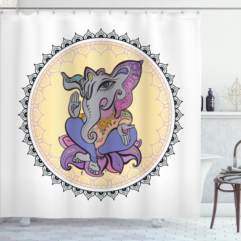 Mandala Circle Folkloric Shower Curtain