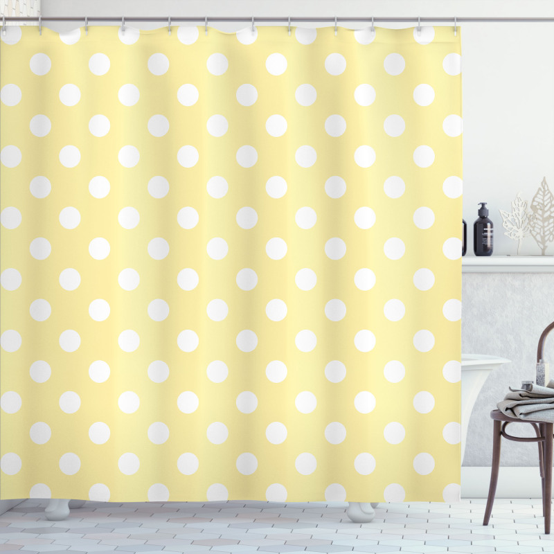 Retro Polka Dots Yellow Shower Curtain