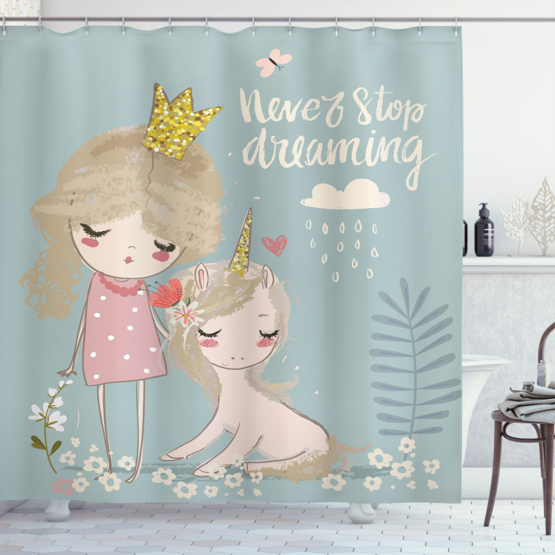 Princess Girl Unicorn Shower Curtain