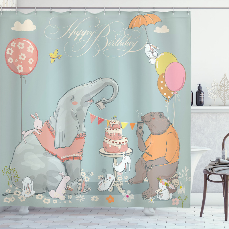 Elephant Hares Shower Curtain