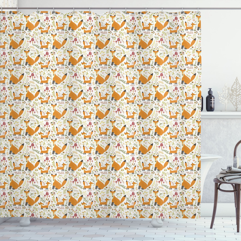 Mother Fox and Baby Shower Curtain