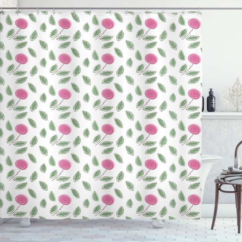 Modern Style Pink Blossoms Shower Curtain