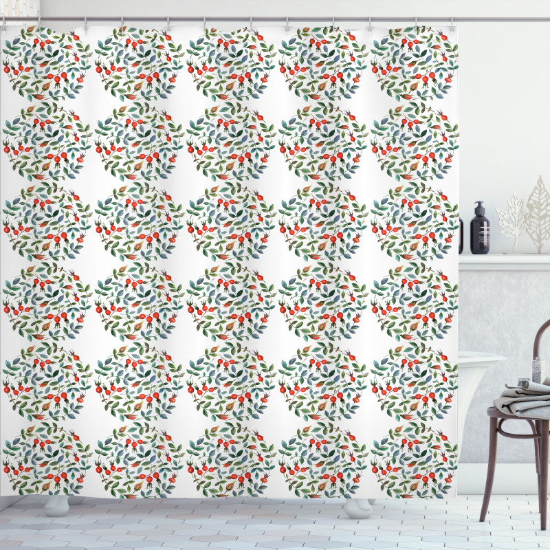 Watercolor Berry Fruit Shower Curtain