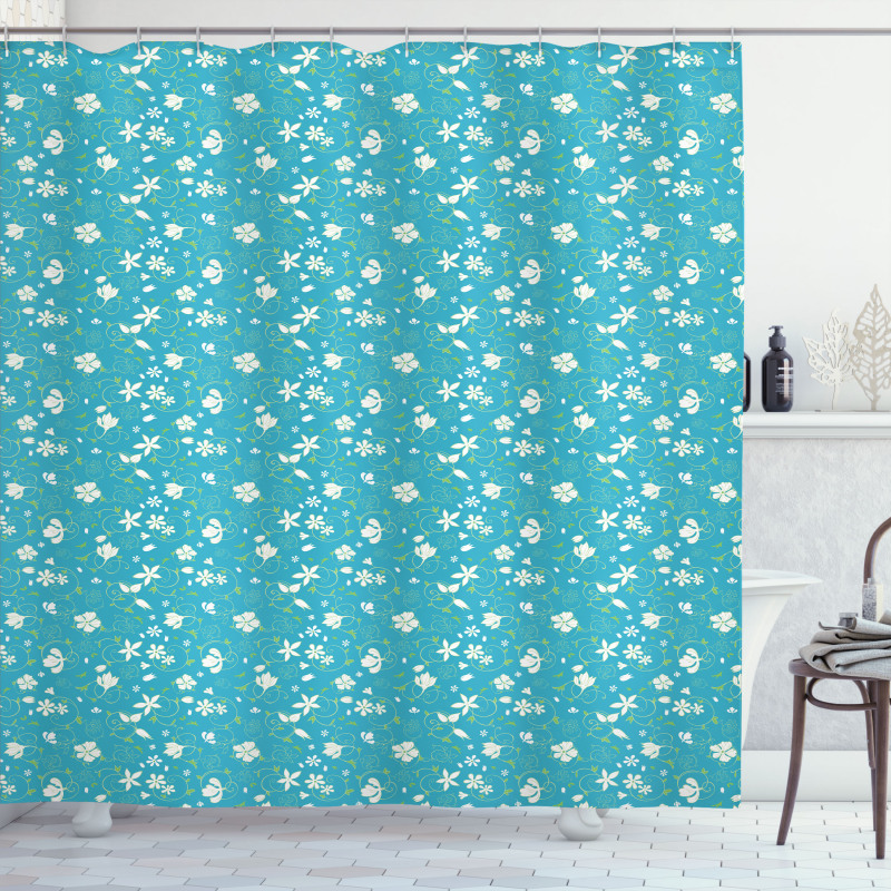 Swirled Stalks Foliage Shower Curtain