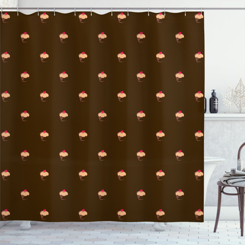 Cupcake Pattern Hearts Shower Curtain