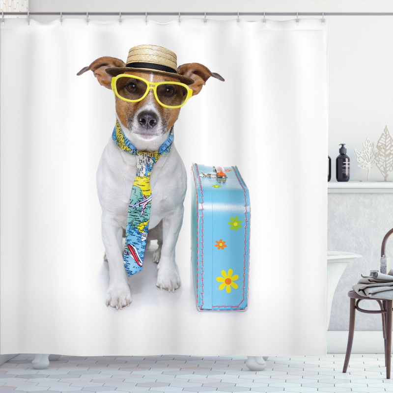 Traveler Funny Dog Design Shower Curtain