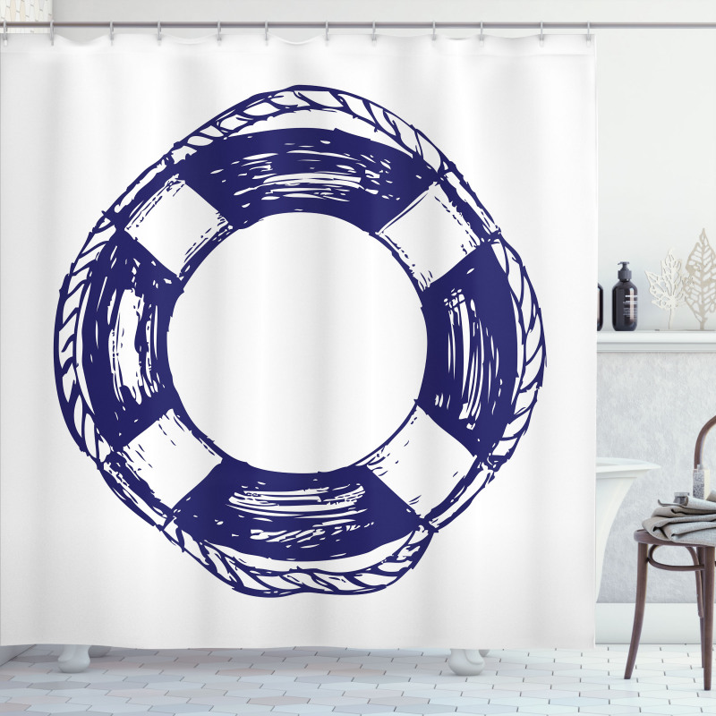 Sketch Life Buoy Shower Curtain