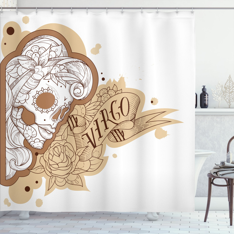 Gothic Lady Skull Shower Curtain