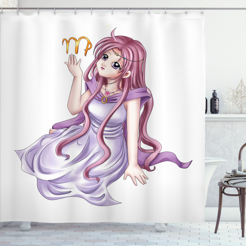 Manga Style Girl Shower Curtain