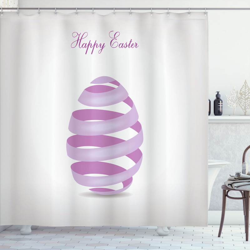 Ornate Ribbon Egg Shape Shower Curtain