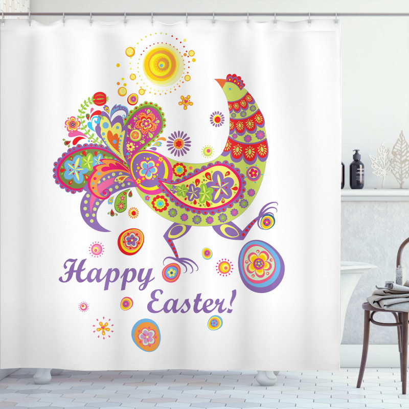 Blossoming Flowers Dots Shower Curtain