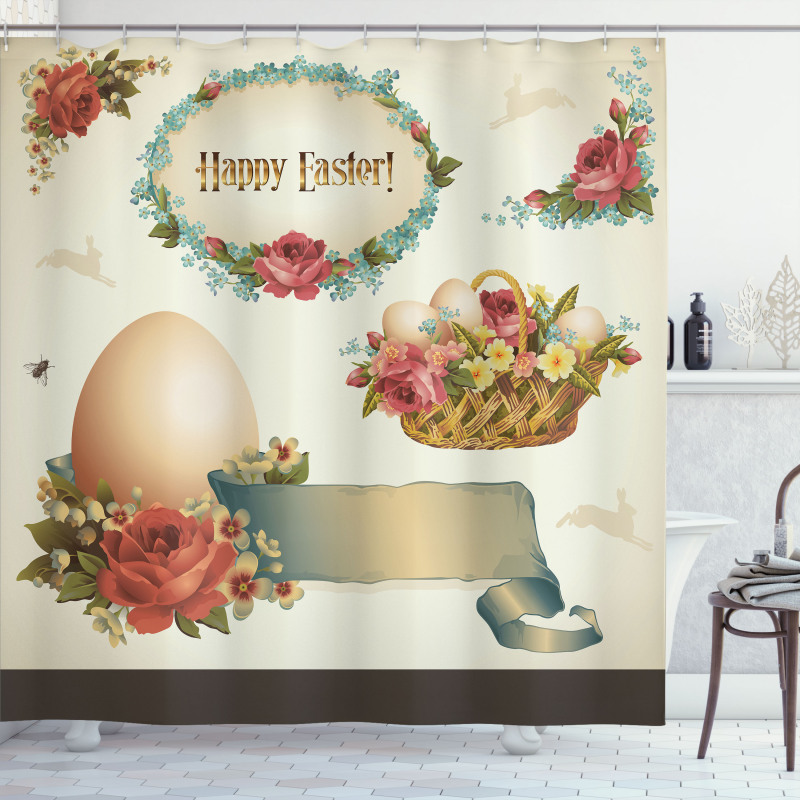 Romantic Flower Basket Shower Curtain