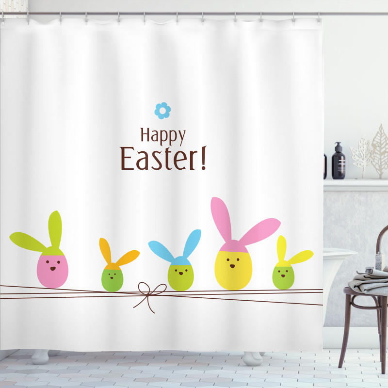 Simplistic Cartoon Eggs Shower Curtain