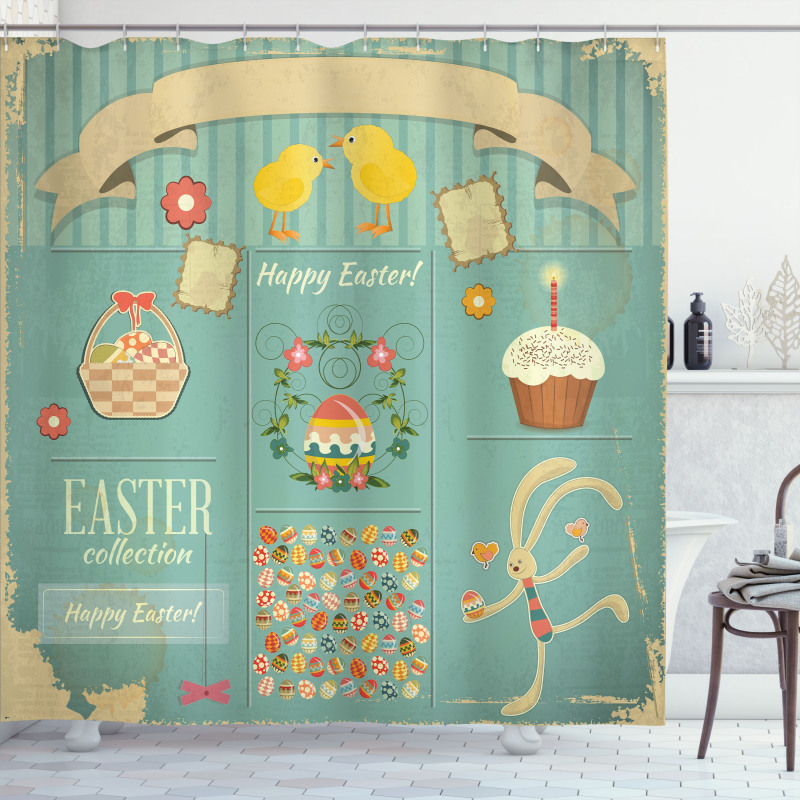 Eggs Cupcake and Basket Shower Curtain