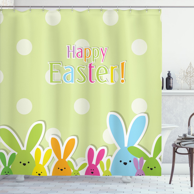 Colorful Cartoon Bunnies Shower Curtain